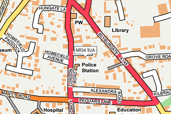 NR34 9UA map - OS OpenMap – Local (Ordnance Survey)