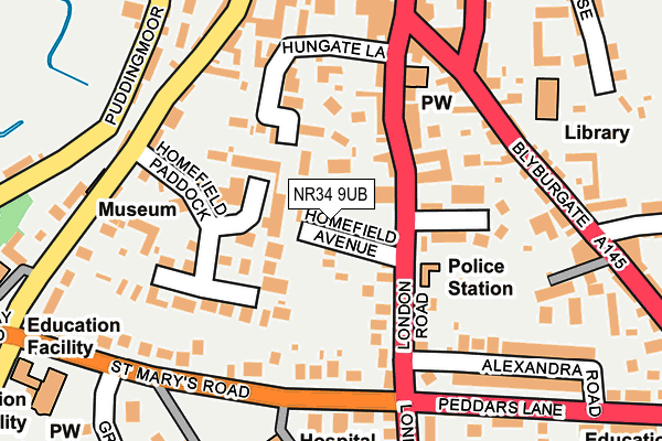 NR34 9UB map - OS OpenMap – Local (Ordnance Survey)