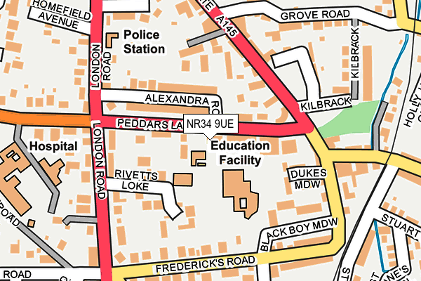 NR34 9UE map - OS OpenMap – Local (Ordnance Survey)