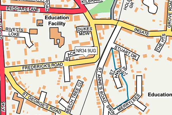 NR34 9UG map - OS OpenMap – Local (Ordnance Survey)
