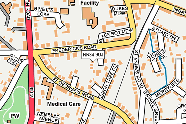 NR34 9UJ map - OS OpenMap – Local (Ordnance Survey)