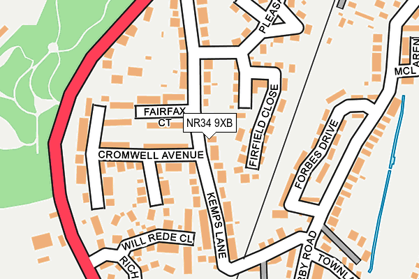 NR34 9XB map - OS OpenMap – Local (Ordnance Survey)