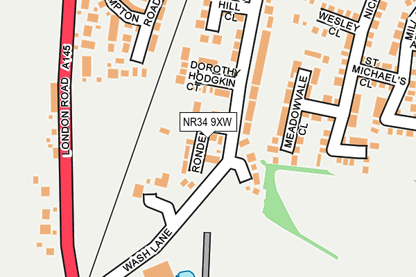 NR34 9XW map - OS OpenMap – Local (Ordnance Survey)