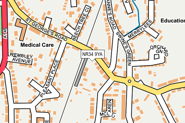 NR34 9YA map - OS OpenMap – Local (Ordnance Survey)