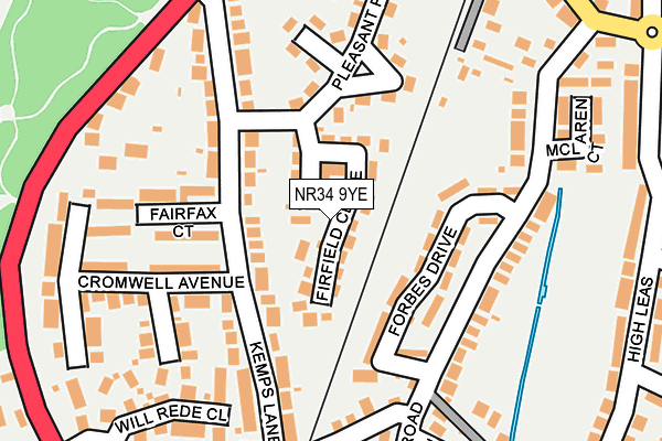 NR34 9YE map - OS OpenMap – Local (Ordnance Survey)