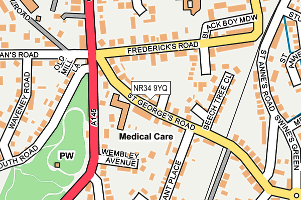 NR34 9YQ map - OS OpenMap – Local (Ordnance Survey)