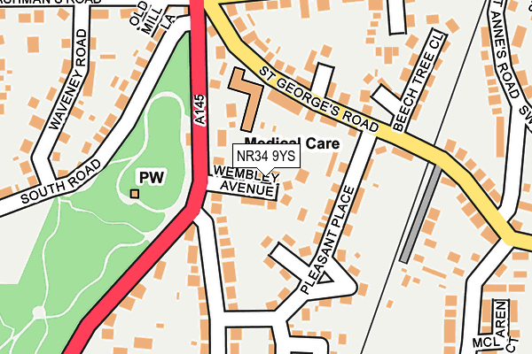 NR34 9YS map - OS OpenMap – Local (Ordnance Survey)