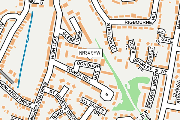 NR34 9YW map - OS OpenMap – Local (Ordnance Survey)
