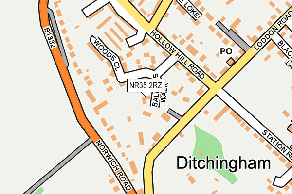 NR35 2RZ map - OS OpenMap – Local (Ordnance Survey)
