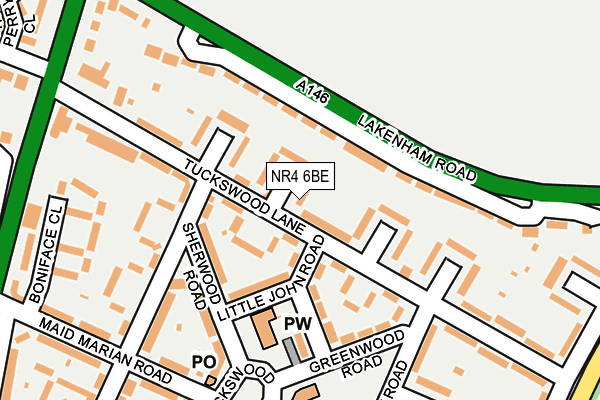 NR4 6BE map - OS OpenMap – Local (Ordnance Survey)