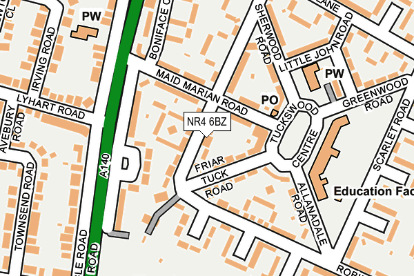 NR4 6BZ map - OS OpenMap – Local (Ordnance Survey)