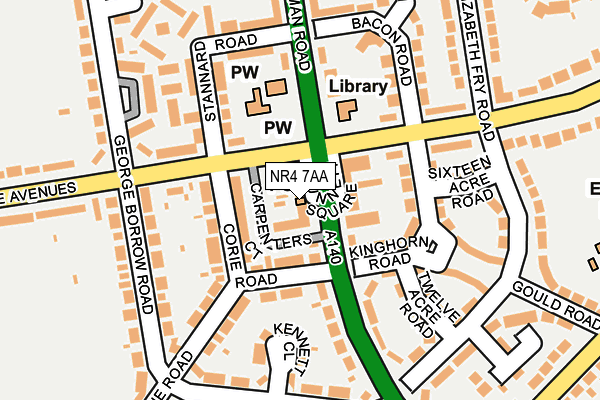 NR4 7AA map - OS OpenMap – Local (Ordnance Survey)
