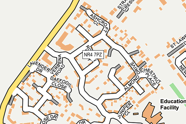 NR4 7PZ map - OS OpenMap – Local (Ordnance Survey)