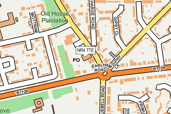 NR4 7TE map - OS OpenMap – Local (Ordnance Survey)