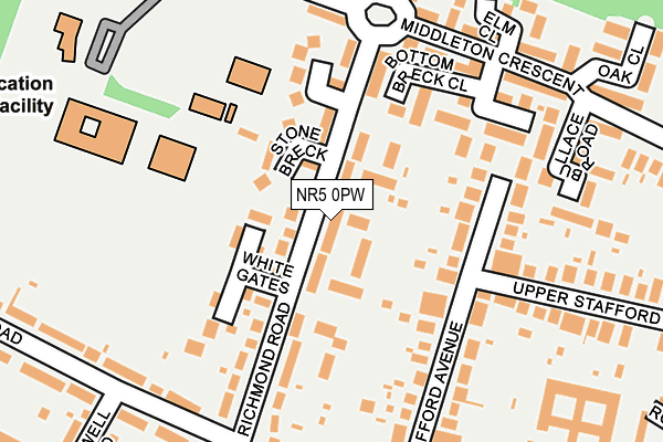 NR5 0PW map - OS OpenMap – Local (Ordnance Survey)