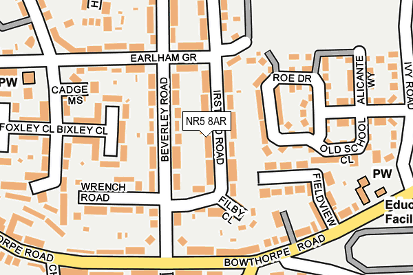 NR5 8AR map - OS OpenMap – Local (Ordnance Survey)