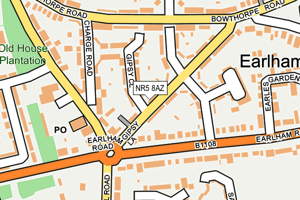 NR5 8AZ map - OS OpenMap – Local (Ordnance Survey)