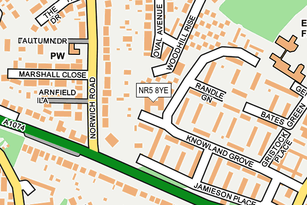 NR5 8YE map - OS OpenMap – Local (Ordnance Survey)