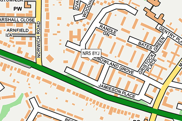 NR5 8YJ map - OS OpenMap – Local (Ordnance Survey)