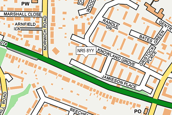 NR5 8YY map - OS OpenMap – Local (Ordnance Survey)