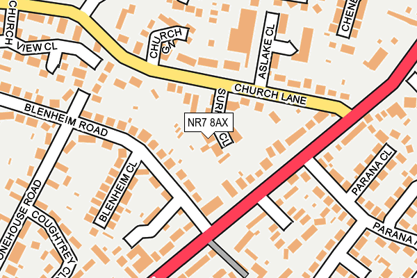 NR7 8AX map - OS OpenMap – Local (Ordnance Survey)