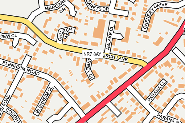 NR7 8AY map - OS OpenMap – Local (Ordnance Survey)