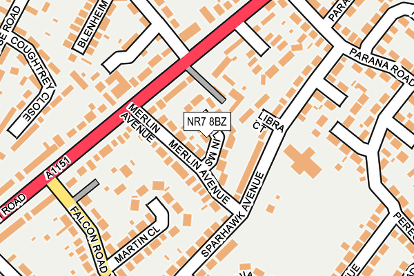 NR7 8BZ map - OS OpenMap – Local (Ordnance Survey)