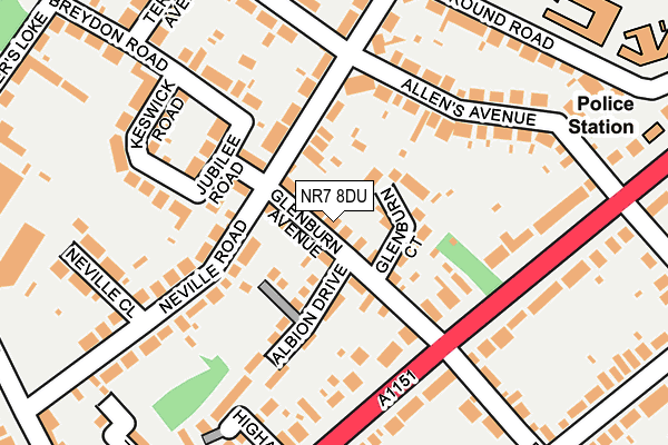 NR7 8DU map - OS OpenMap – Local (Ordnance Survey)
