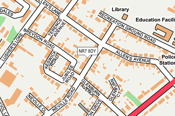 NR7 8DY map - OS OpenMap – Local (Ordnance Survey)