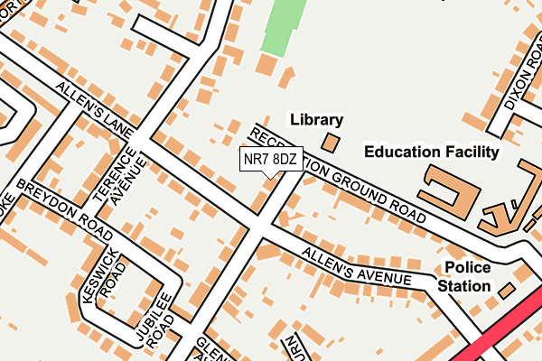 NR7 8DZ map - OS OpenMap – Local (Ordnance Survey)