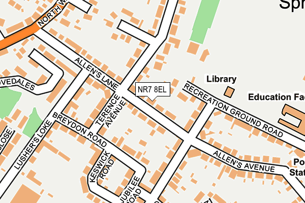 NR7 8EL map - OS OpenMap – Local (Ordnance Survey)