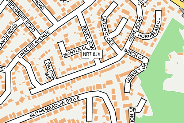 NR7 8JX map - OS OpenMap – Local (Ordnance Survey)