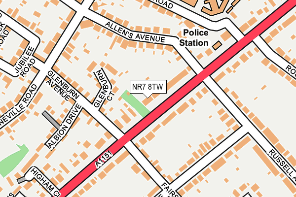 NR7 8TW map - OS OpenMap – Local (Ordnance Survey)