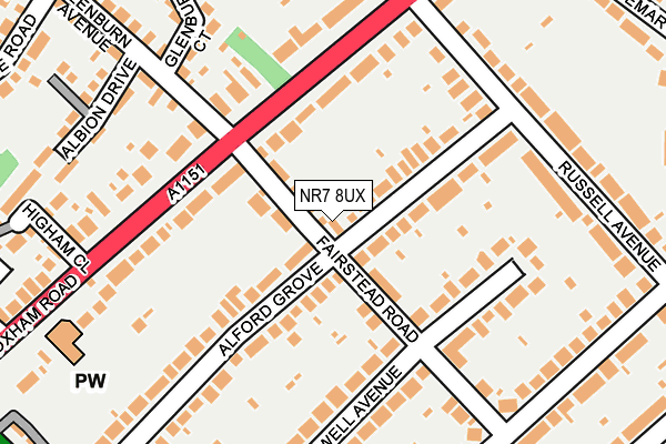 NR7 8UX map - OS OpenMap – Local (Ordnance Survey)