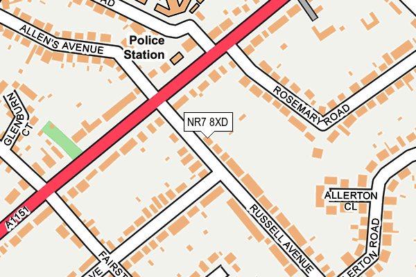 NR7 8XD map - OS OpenMap – Local (Ordnance Survey)