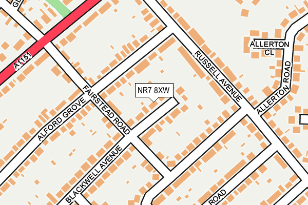 NR7 8XW map - OS OpenMap – Local (Ordnance Survey)
