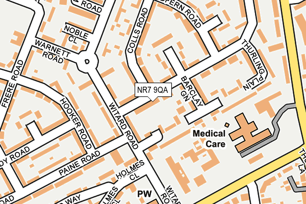 NR7 9QA map - OS OpenMap – Local (Ordnance Survey)
