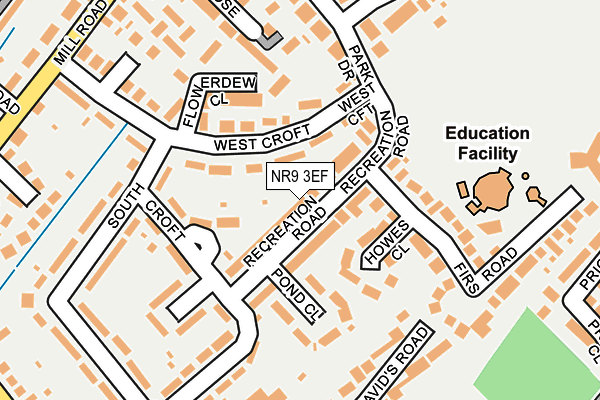 NR9 3EF map - OS OpenMap – Local (Ordnance Survey)