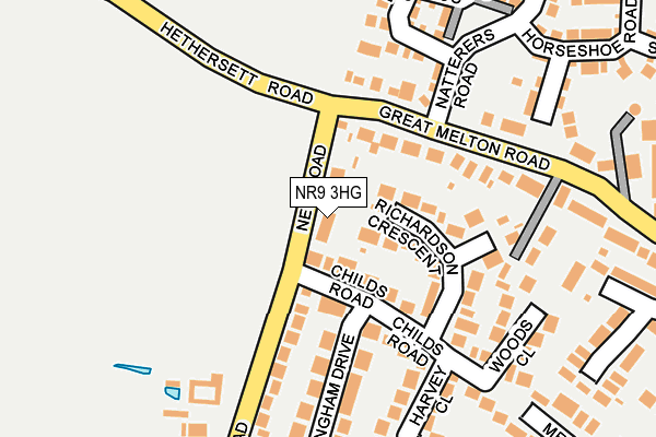 NR9 3HG map - OS OpenMap – Local (Ordnance Survey)