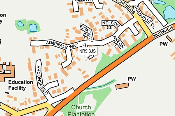 NR9 3JS map - OS OpenMap – Local (Ordnance Survey)
