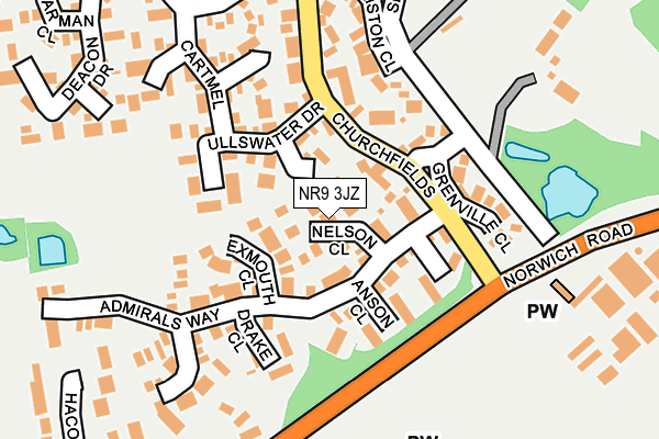 NR9 3JZ map - OS OpenMap – Local (Ordnance Survey)