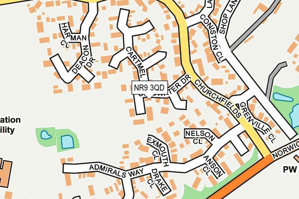 NR9 3QD map - OS OpenMap – Local (Ordnance Survey)