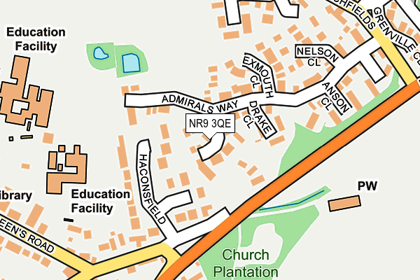 NR9 3QE map - OS OpenMap – Local (Ordnance Survey)