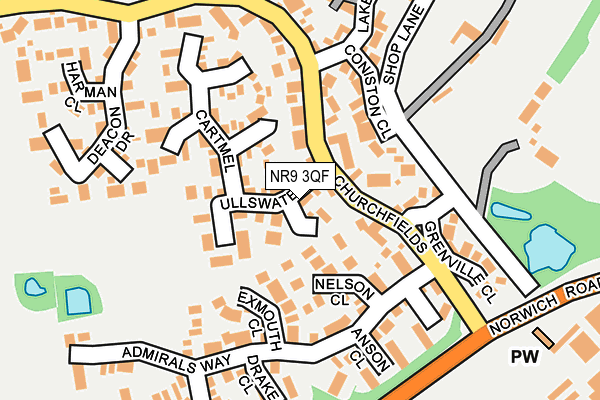 NR9 3QF map - OS OpenMap – Local (Ordnance Survey)