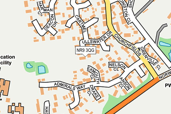 NR9 3QG map - OS OpenMap – Local (Ordnance Survey)