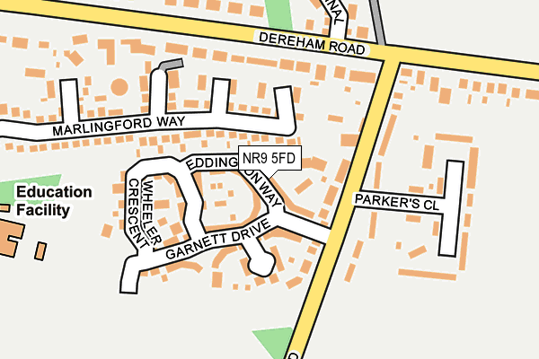 NR9 5FD map - OS OpenMap – Local (Ordnance Survey)