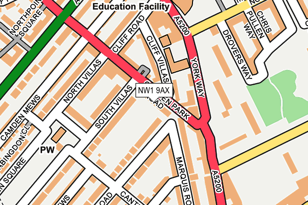 NW1 9AX map - OS OpenMap – Local (Ordnance Survey)