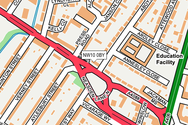 NW10 0BY map - OS OpenMap – Local (Ordnance Survey)
