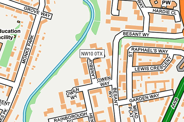 NW10 0TX map - OS OpenMap – Local (Ordnance Survey)