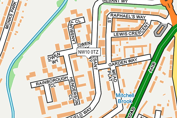 NW10 0TZ map - OS OpenMap – Local (Ordnance Survey)